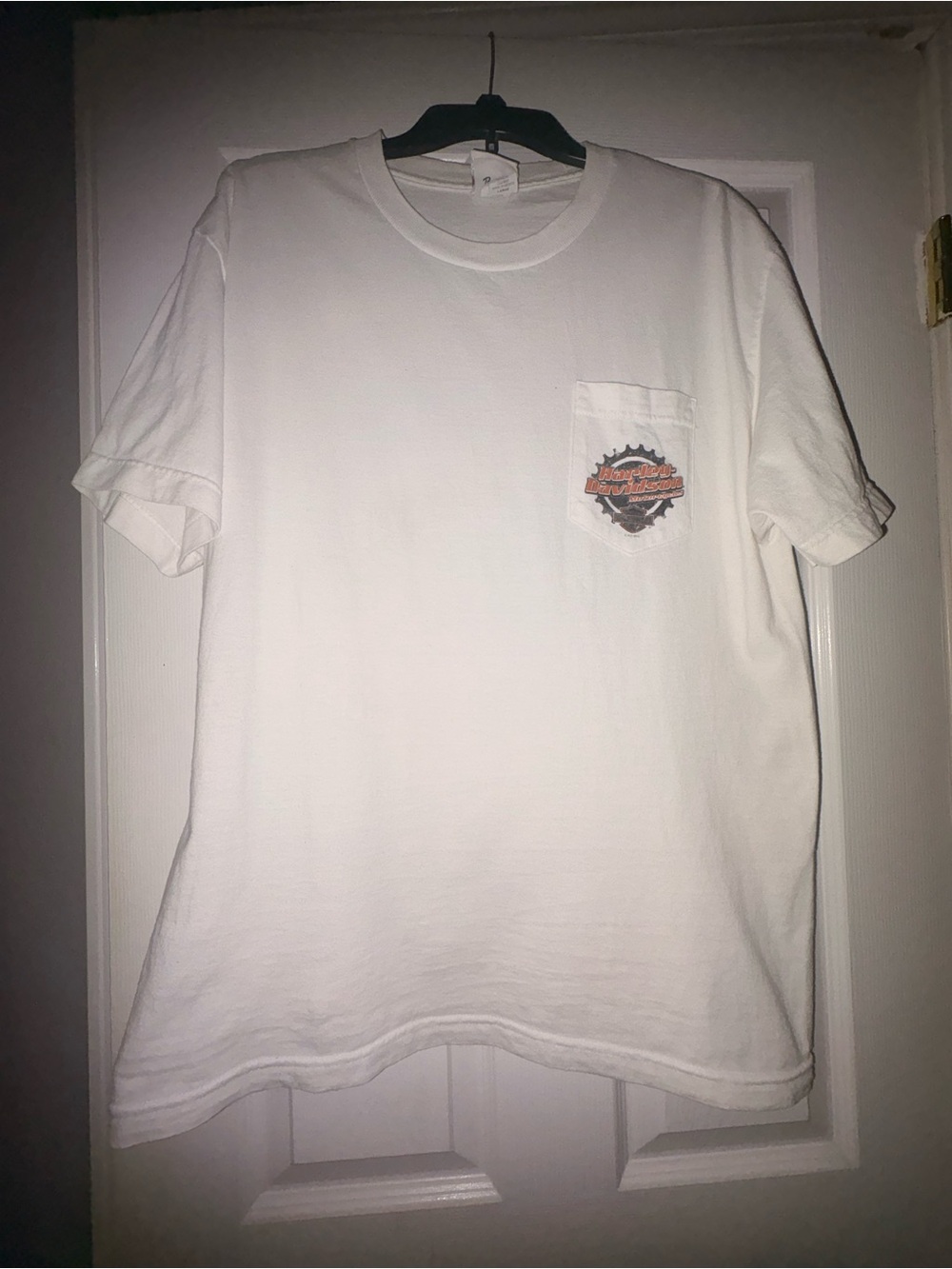 Bravado White Short-Sleeve Pocket Tee with Orange & Black Logo